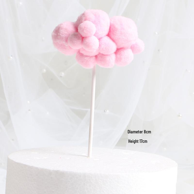 3D Cloud Cake Decorations: Dessert Flags & Fluffy Ball Inserts