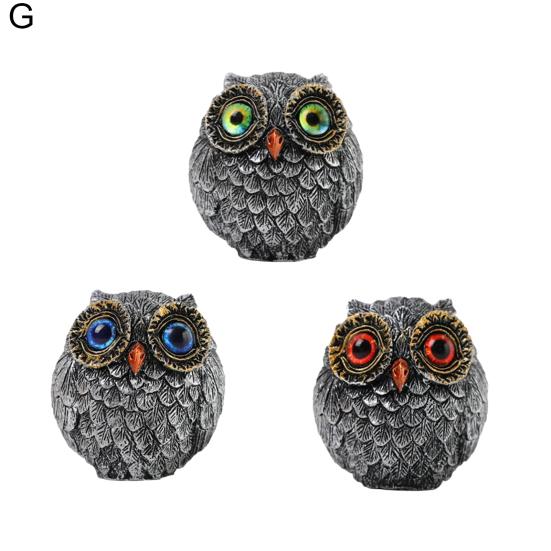 1/3Pcs Handmade Realistic Owl Statue with Big Eyes Intricate Feathers Metal Owl Figurine Home Decor
