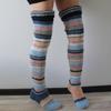 Autumn Slouch Crochet Knitting Colorful Striped Thigh High Long Socks for Women