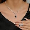 1 set Set de bijuterii pentru femei, colier cu strass, cercei, bal, nunta, mireasă, cercei cu picătură de apă, ocazii formale, bijuterii pentru gât