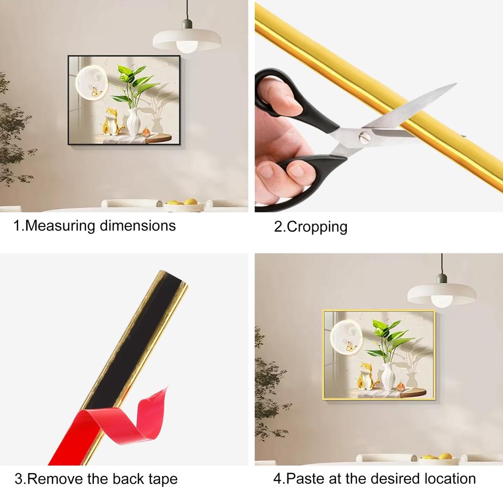 DUNWEI Flexible Trim Soft PVC Strip Waterproof Border Sticker for Wall Tile Mirror and Corners Self-Adhesive Border, Decorative, Edges, Walls, Frames,