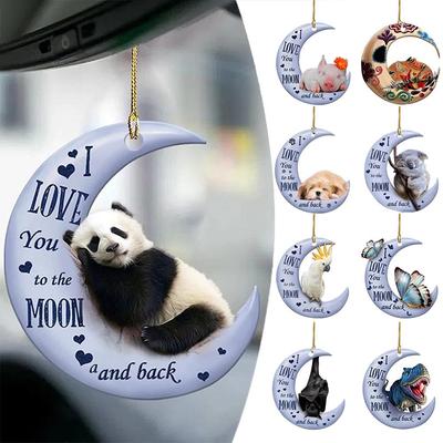 Panda Car Pendant Creative Moon Pendant Cute Moon Animal Hanging Swing Car Interior Decoration