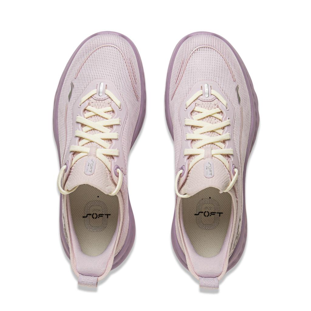 Li Ning Soft Cool 2 Comfortable Thick Sole Increase Height Breathable Lightweight Low Top Casual Shoes Women sneaker Light-Purple Pink AGLV010-9