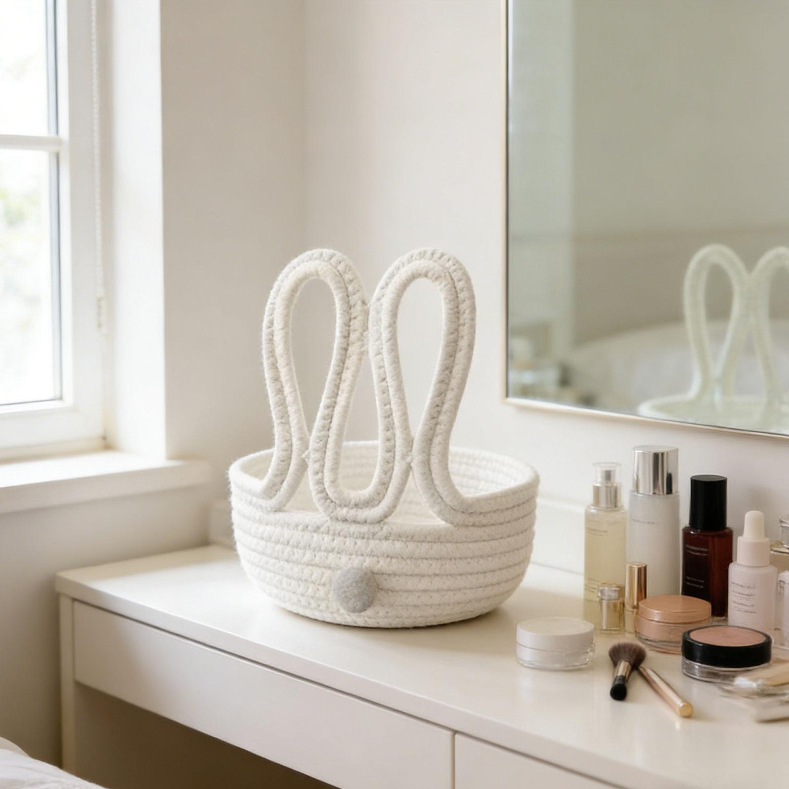 

Small Storage Basket Woven Rope Bin Decorative for Organizing Easter Baskets Woven Baskets for Closet Vanity Bedroom Desktop білий