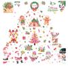 Christmas Pink Santa Claus Stickers Xmas Ball Garlands Bell Snowman Static Stickers Merry Christmas Decor Happy New Year