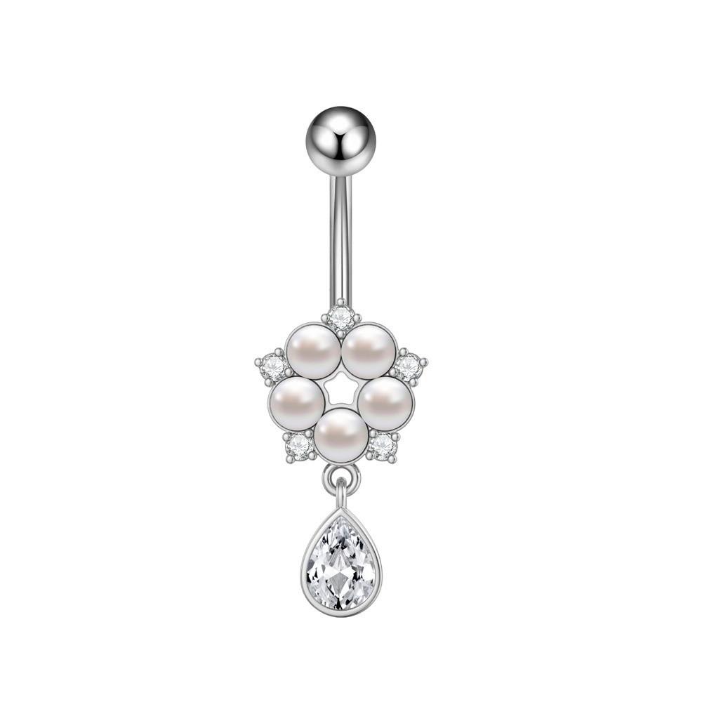 Elegant Belly Navel Stud Stainless Steel Navel Button Butterfly Chain Navel Ring Seaside