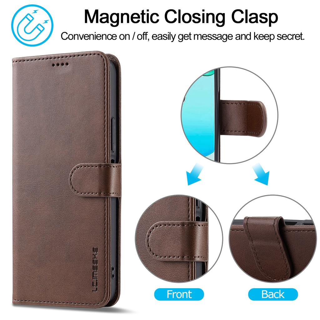 LC.IMEEKE Für Xiaomi Redmi 13 5G/13 4G Hülle Brieftasche Kalbsleder Textur Leder Handyhülle