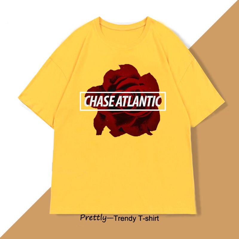 Chase Atlantic Flower T Shirt Cotton Short Sleeve Tshirt for Men Women Tee Clothes Loose Casual Streetwear Oversized Top