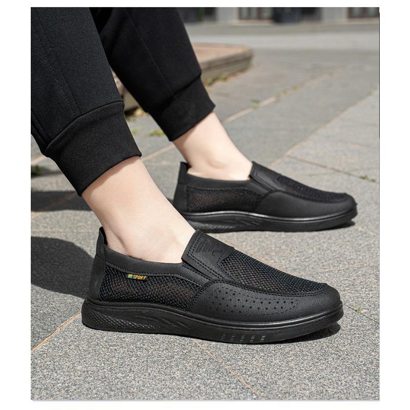 Lightweight Breathable Men's Slip-On Casual Shoes | Cushioned Comfort, Durable for Outdoor Fishing, Park Strolls & Summer Daily Wear - Black
