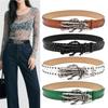 Skull Hand Design Faux Leather Belt for Men Women Adjustable Waist Strap Soft Lining for Casual Outfit or Party Wear