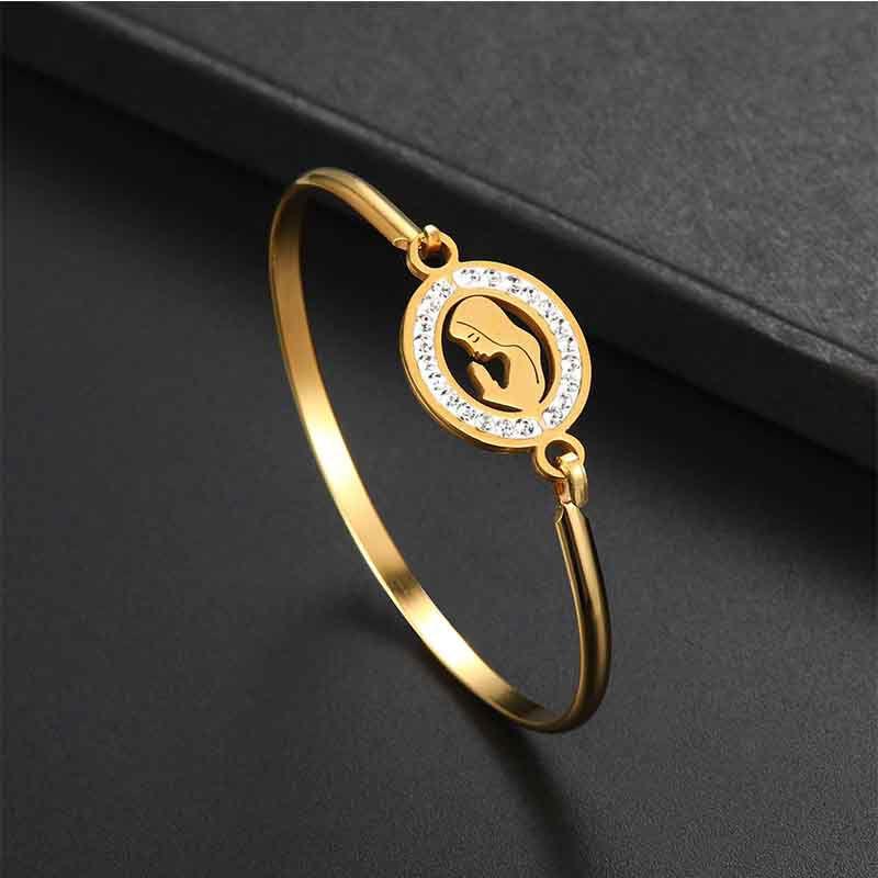 Exquisite Gold Plated Simple Cuff Bangle With Shimmering Rhinestones Jewelry Piece