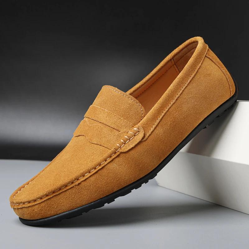 Herren-Slipper aus hochwertigem Leder Slip-on Herren-Freizeitschuhe Mode-Flats Männliche Fahrschuhe Mokassins Zehn Farben Größe 38-47