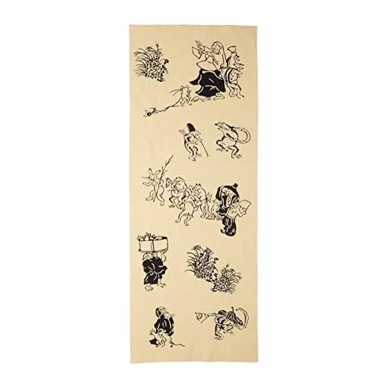 Todaya Shoten Tenugui Hand Towel - Choju-giga (Animal Scroll)