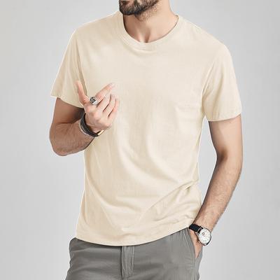 Men's T Shirts Summer Short Sleeve  Solid 100% Cotton White Tees Top