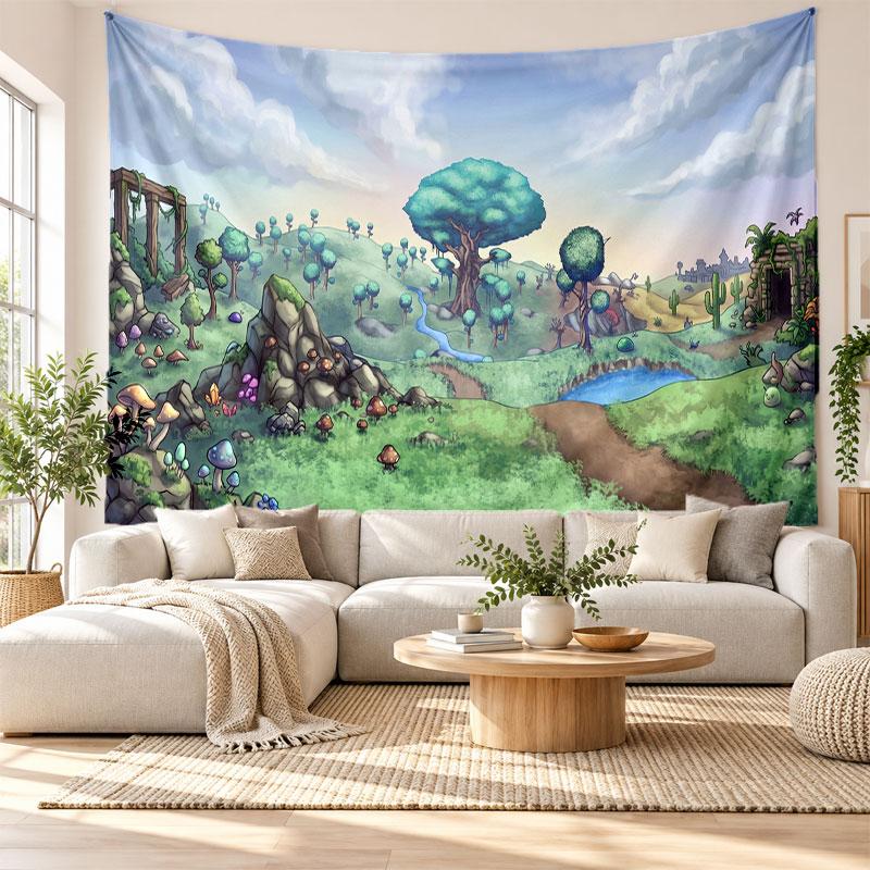 Terraria Wall Tapestry Home Decor Hanging Cloth Art Background Tapestry for Bedroom