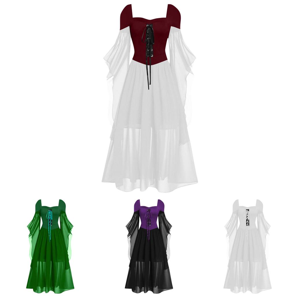 Stunning Vintage Inspired Witch Maxi Dress With Flared Sleeves Available In Ten Colors