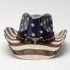 Unisex Vintage Amerikanische Flagge Print Gewebter Stroh Cowboyhut Mit Stierkopf Nietenband