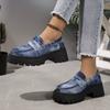 Platform Shoes for Women Loafers Shoes Thick-soled Wedding Formal Women Business Shoes Slipon Leather Increase Casual Shoe Women