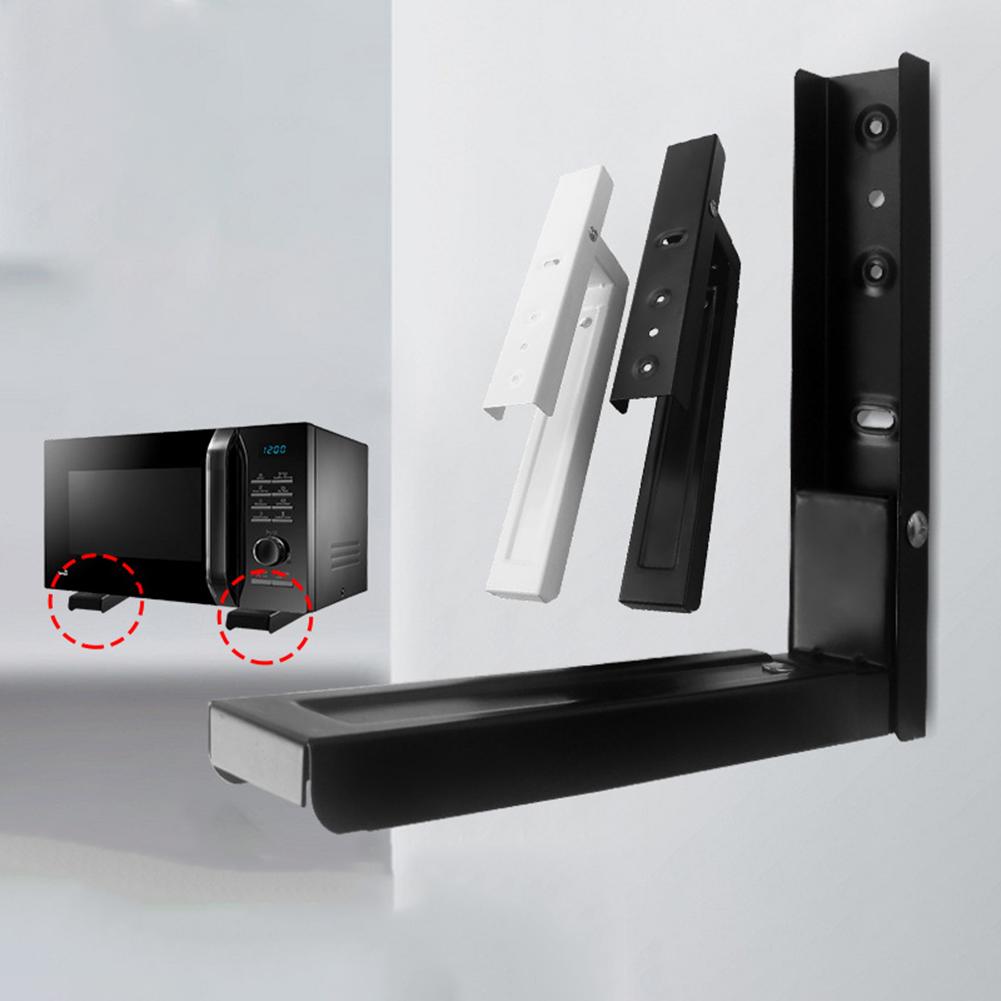 2PCS Stainless Steel Microwave Oven Rack Wall-Mounted Kitchen Shelf Invisible Storage Shelf Telescopic Wall Support Bracket