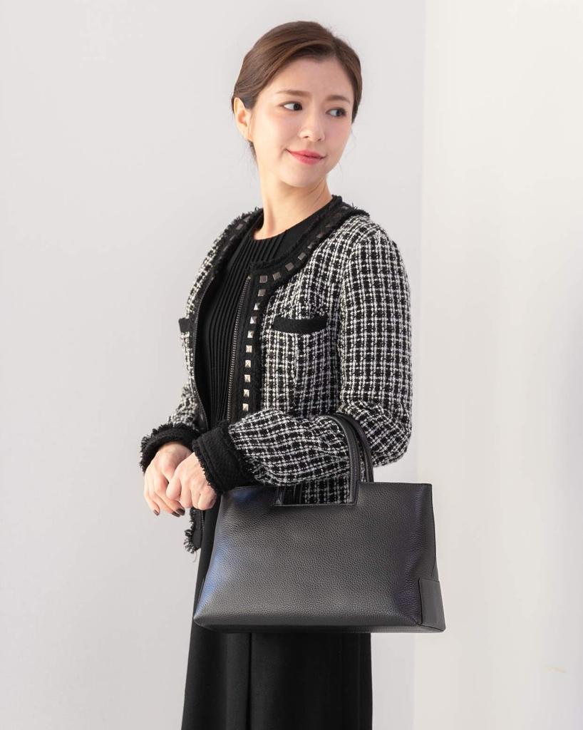 BAG Since Imai Bag Formal Bag GENOVA Made In Japan Genuine Leather Bag with Zipper Handbag Black [IMAI 1977] Women's (1804 Black)