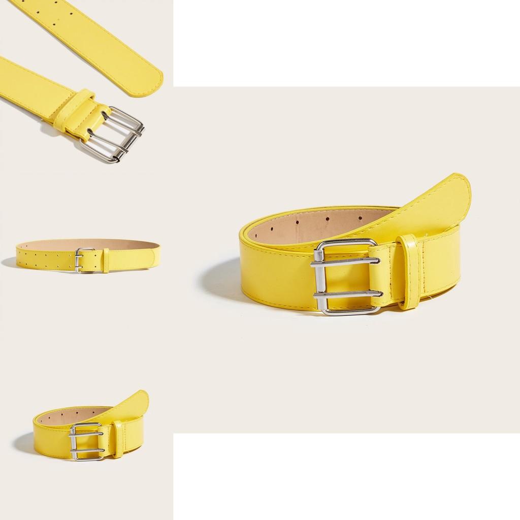 Simple Solid Color Metal Square Buckle Decoration Women Belt For Casual Jeans Wear