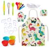 Vibrant Dinosaur Fabric Apron Kitchen Playset For Kids With Essential Accessories Baking
