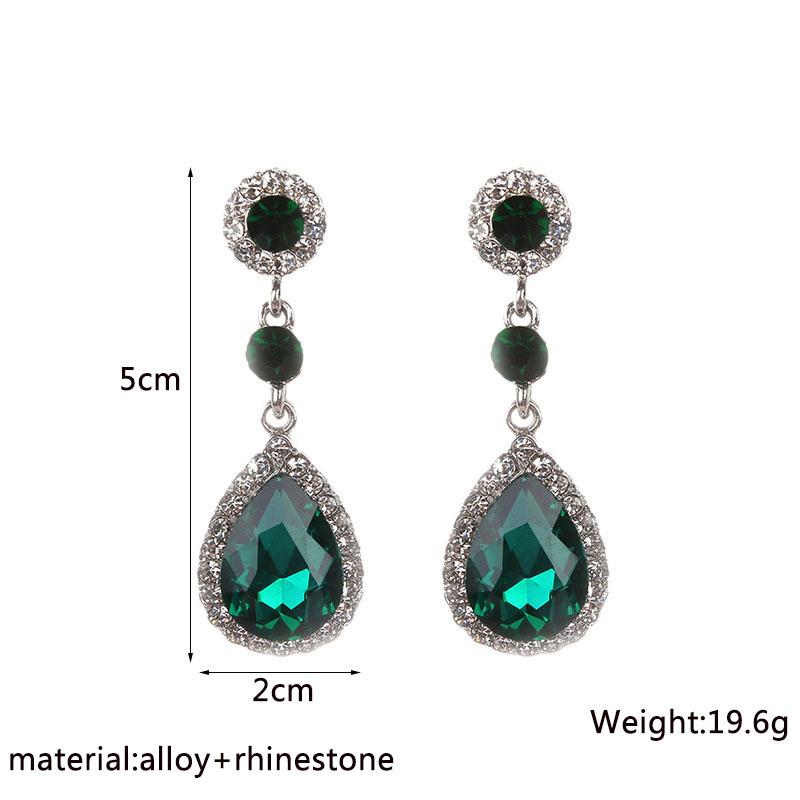 Cercei lungi cu cristale verzi pentru femei, cu pandantive în formă de floare, imitație zirconiu, cercei cu frunze metalice, cadou pentru petrecere