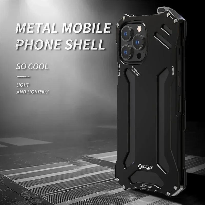 Dual Layers Bumper Metal Phone Case for IPhone 16 15 14 Plus 13 12 16 Pro Max Aluminum Military Shockproof Anti-scratch Cover