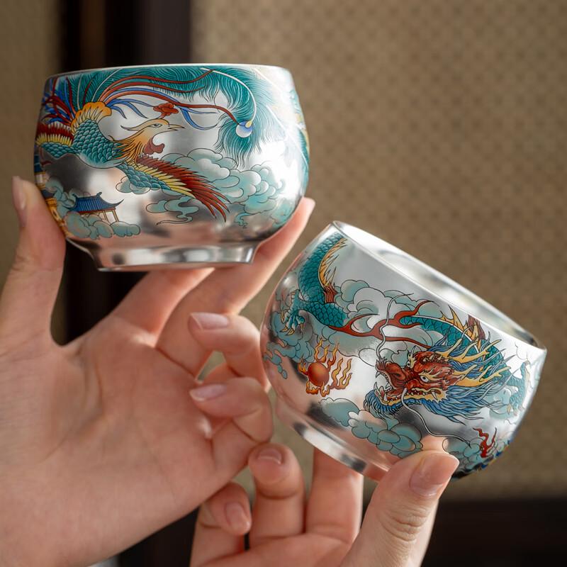 Zhexuan Phoenix 999 Silver-Gilt Ceramic Master Tea Cup