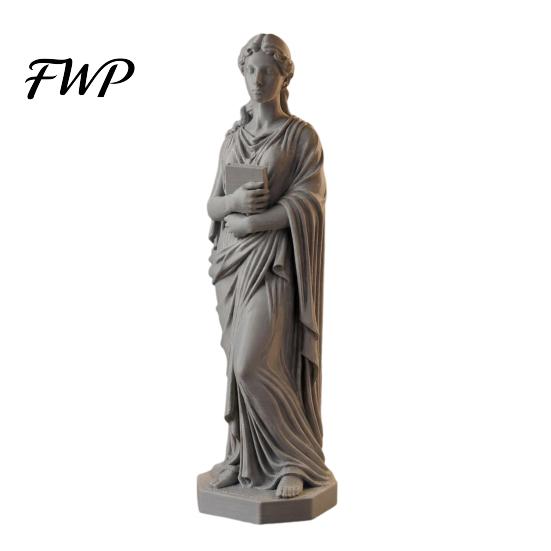 Bedroom Decorative Statue 3D Printed Goddess Figurine Greek Mythology Holding Book Imitation Stone Sculpture for Living Room Home Desk Shelf Decor