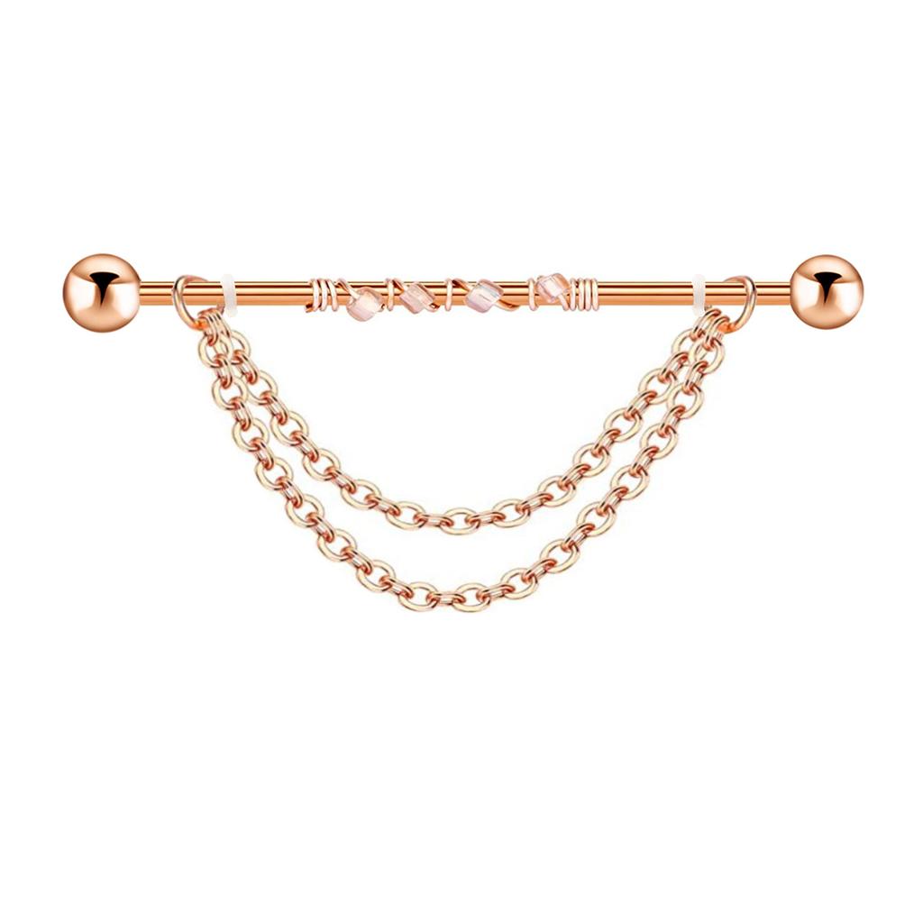 Fashion Stainless Steel Industrial Piercing Long Rod Chain Star Tragus Earrings Jewelry for Women Men