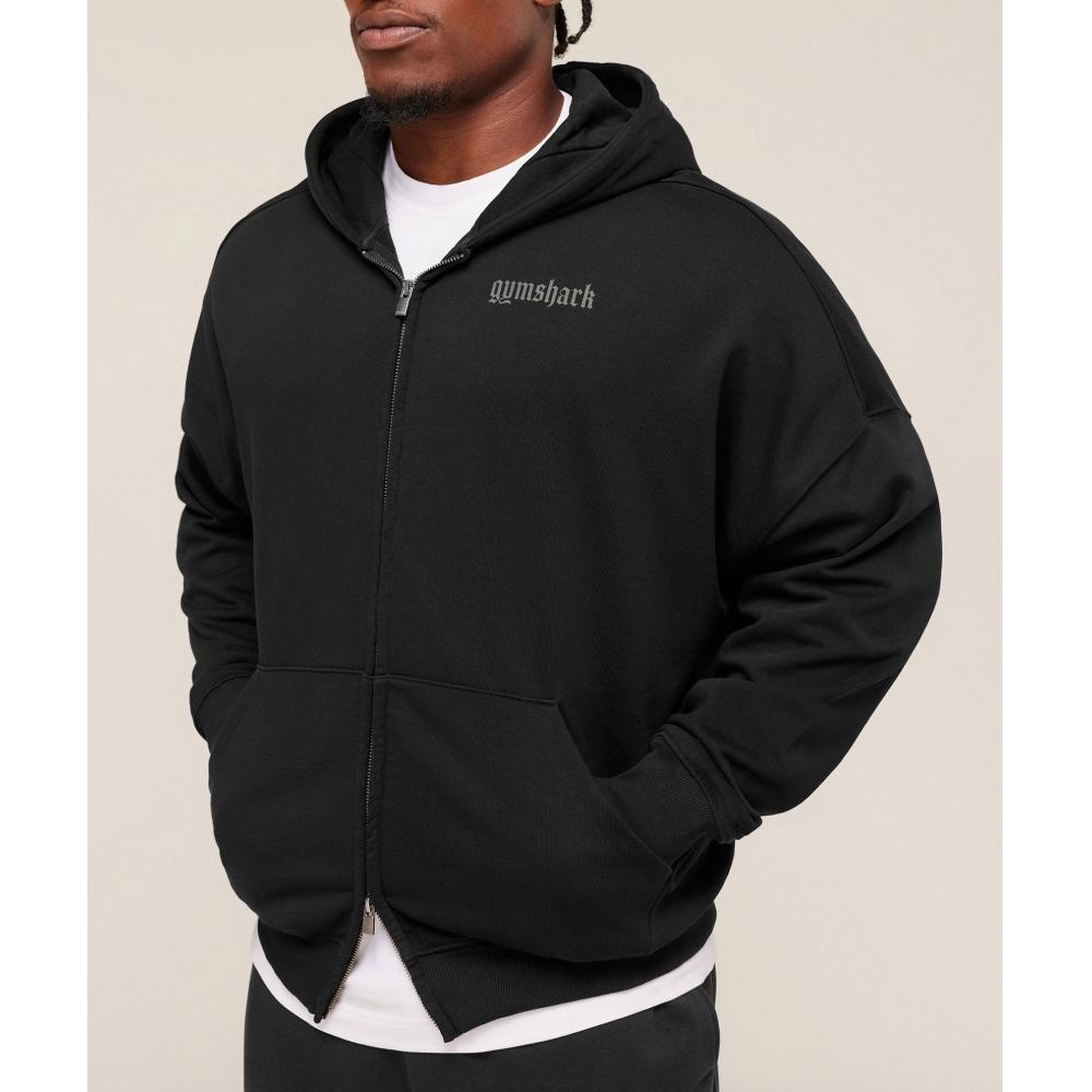Gymshark Olde English Zip Up Hoodie Black A3b6w Bb2j