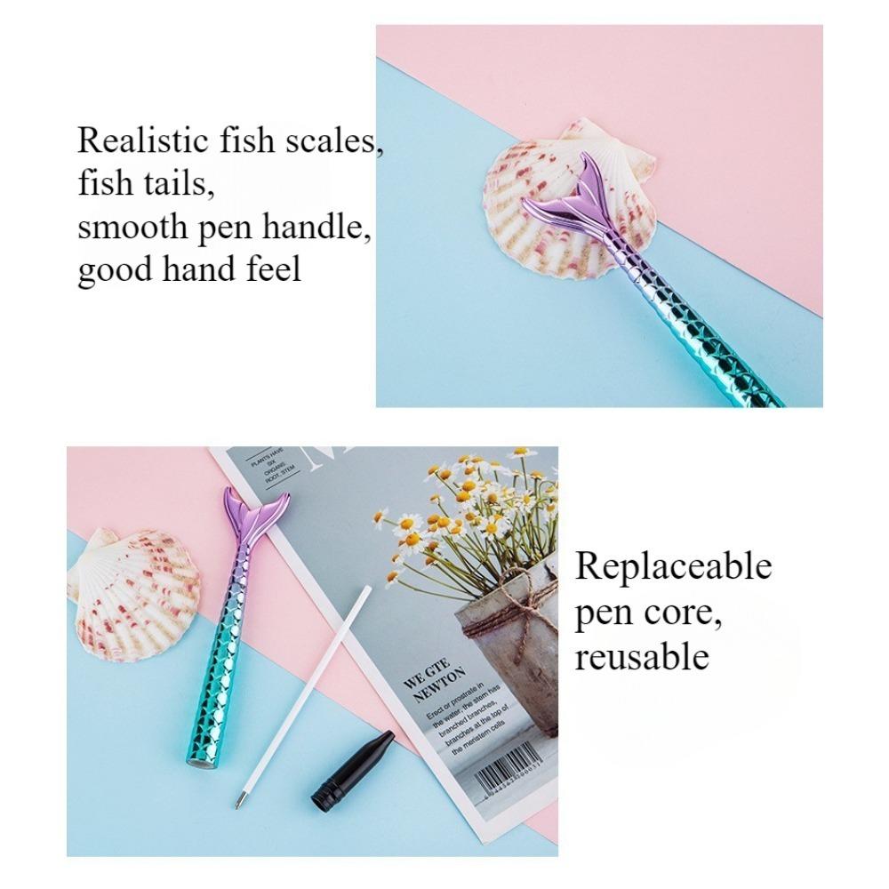 4 Pcs Ins Minimalist Mermaid Ballpoint Pen Black Small Fresh Personality Girl Style