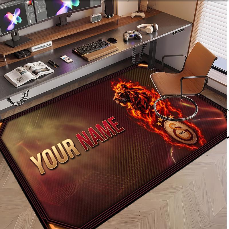 Personalized Crystal Velvet Carpet Galatasaray FC Pattern Non Slip Floor Rug