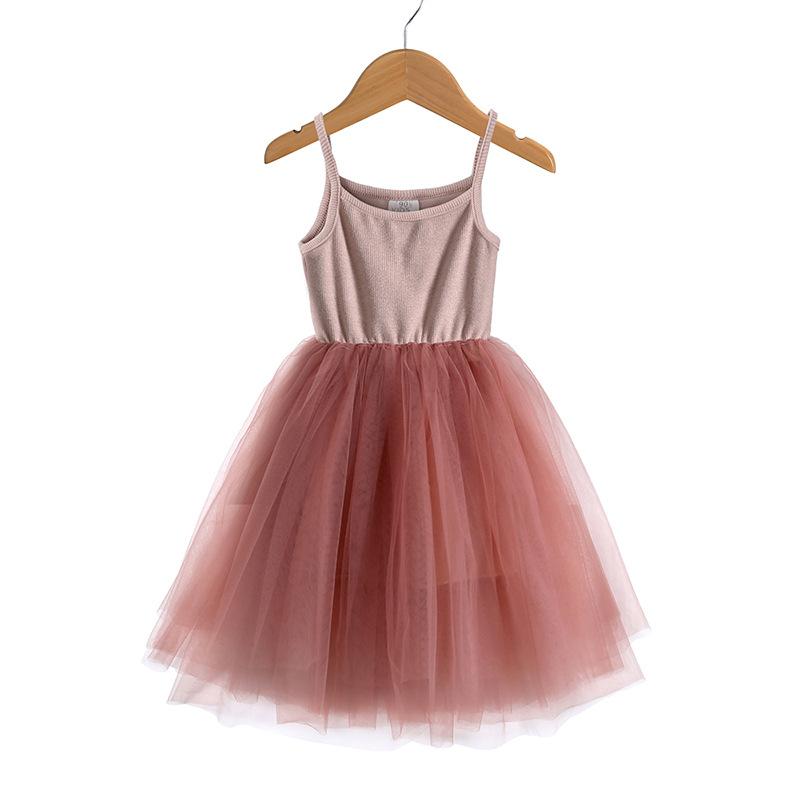 Mädchen-Hosenträgerkleid, Rippennähte, Ballett-Tanzrock, Netzrock, Prinzessinnenrock, Tutu-Rock