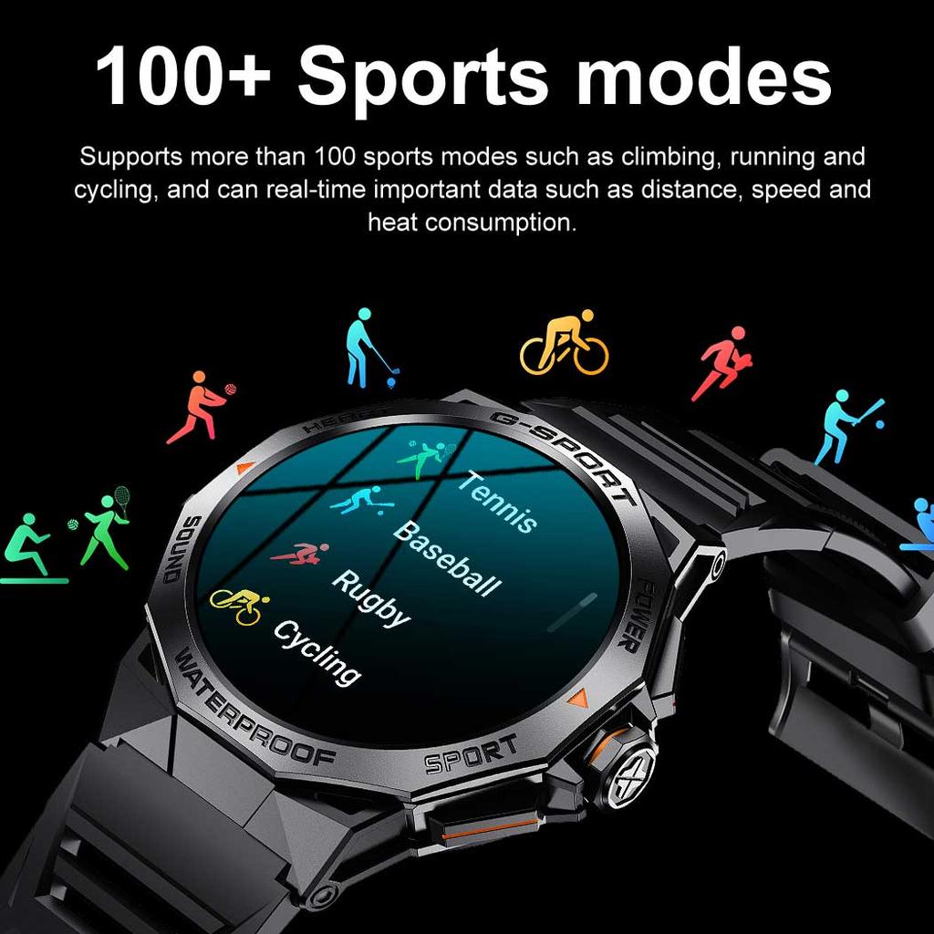 Men Outdoors Sports 1.43" AMOLED Screen Smartwatch Blue Tooth Call Heart Rate Health Monitoring Smart Watches Waterproof Women