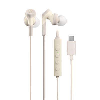 אוזניות Audio Technica BG חוטיות מסוג C עם ביטול רעשים, אורך 1.2 מ', שלט רחוק עם איטום כבד ואיכות גבוהה ATH-CKS330NC [ללא השהיה, מיקרופון,