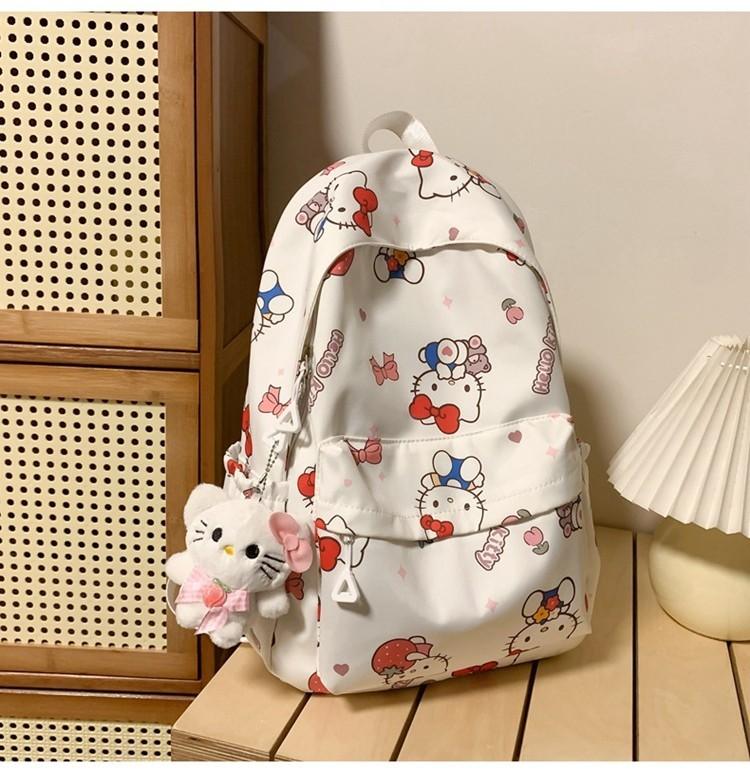 Trendy Black And White Cartoon School Backpack For Middle And High School Students