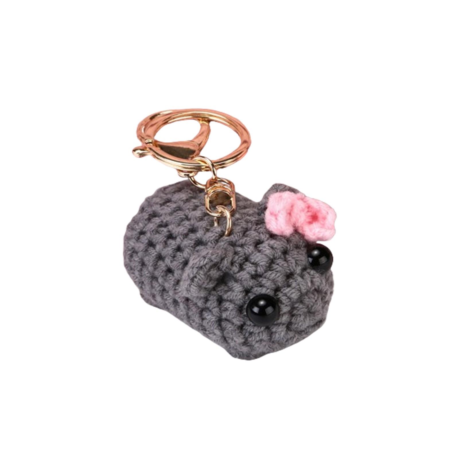 Sad Hamster Crochet Cartoon Sad Hamster Crochet Doll Keychain Pendant