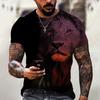 Jesus-Muster Löwe 3D-Druck Sommer Herren O-Ausschnitt T-Shirt Lässig Kurzarm Oversized Pullover Mode Streetwear Herrenbekleidung