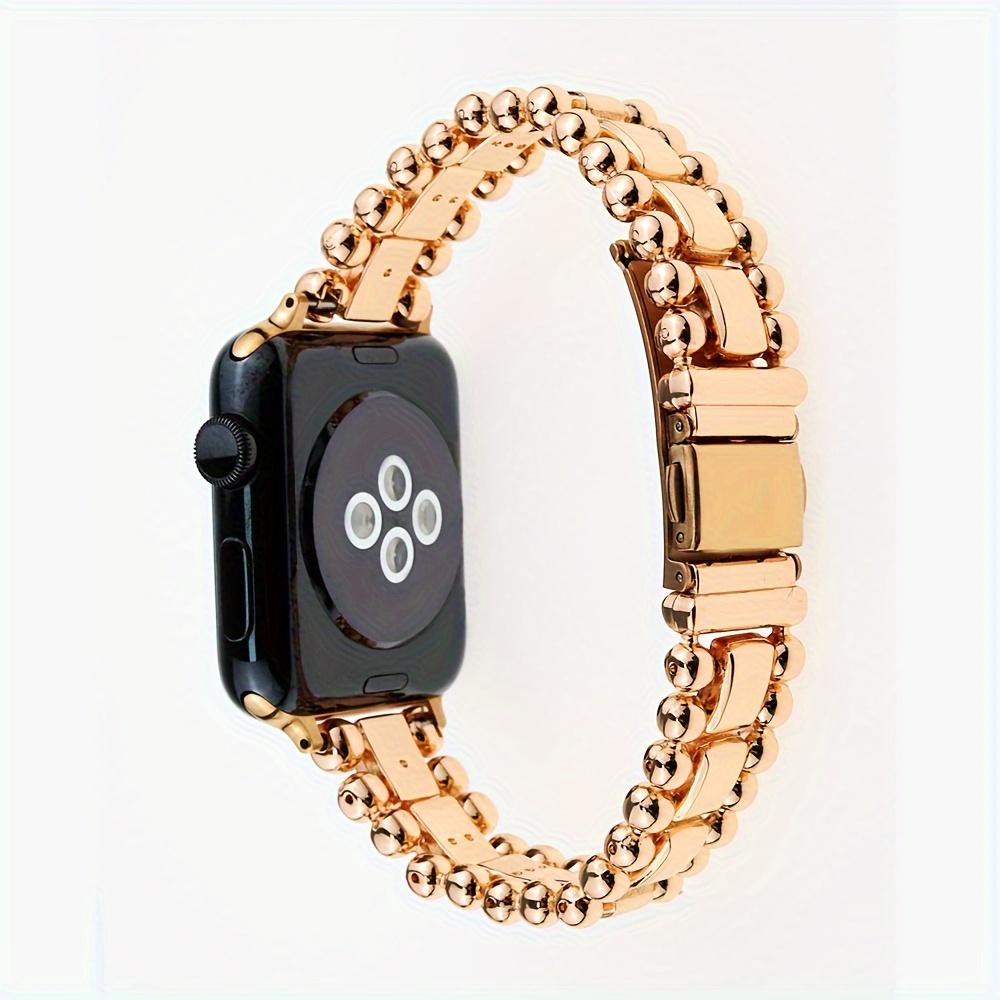 

Elegant double-row beaded bracelet for Apple Watch, compatible with 38mm to 49mm series and SE Ultra, women s replacement band 42-44-45-49MM