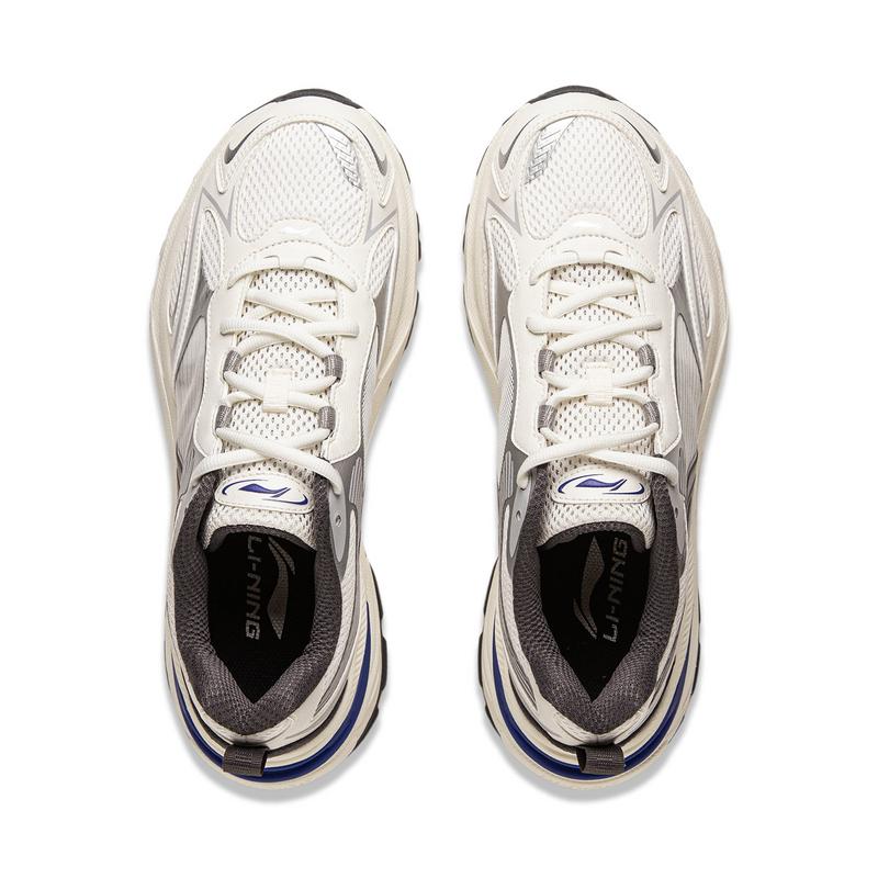New LiNing Shock Absorbers Slip Resistant Abrasion Resistant Low Top Chunky Sneakers Men's White Silver AGCV275-1