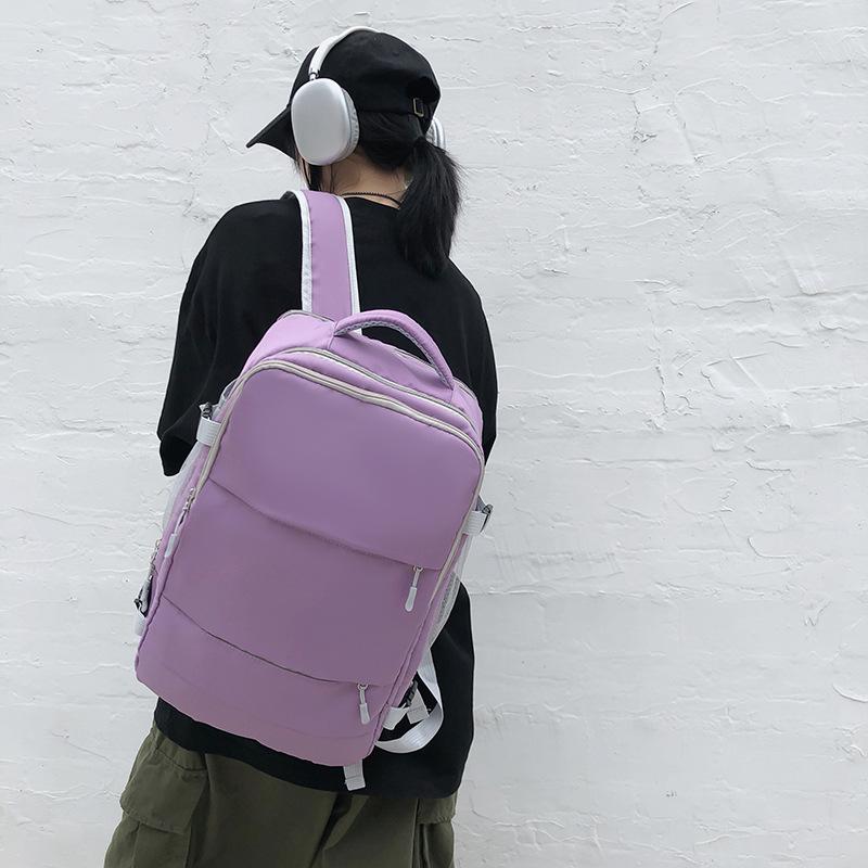 Simple Solid Color Computer Bag Locomotive Ins Wind Men's and Women's Business Trip Commuting Daily Backpack