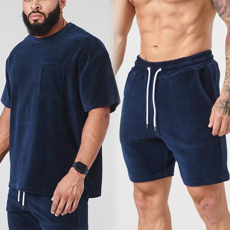 

Men s Round Neck Casual Running Short Sleeve Suit