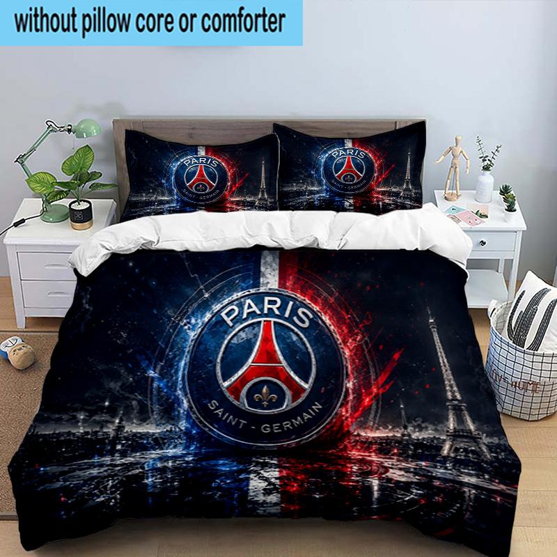 Paris Football Club 3PCS Bedding set,Ideal for1pc Duvet Cover And 2pcs Pillowcases Perfect for Christmas gift,Ideal for Bedroom, Dormitory