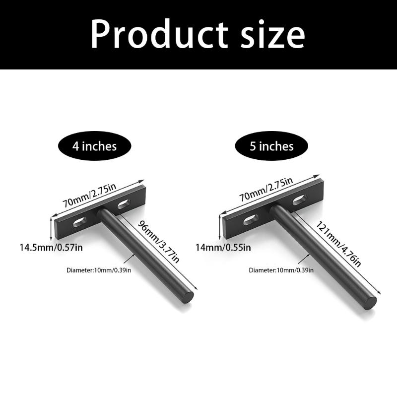 2Pcs Heavy Duty Shelf Brackets Adjustable Floating Shelf Bracket Easy Installation Metal Brackets Wall Shelf Support