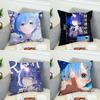 ReZero Rem Kissenbezug für Auto Sofa Dekorativ Zuhause Zweiseitiger Druck Plüsch Quadratisch Wurf Kissenbezug