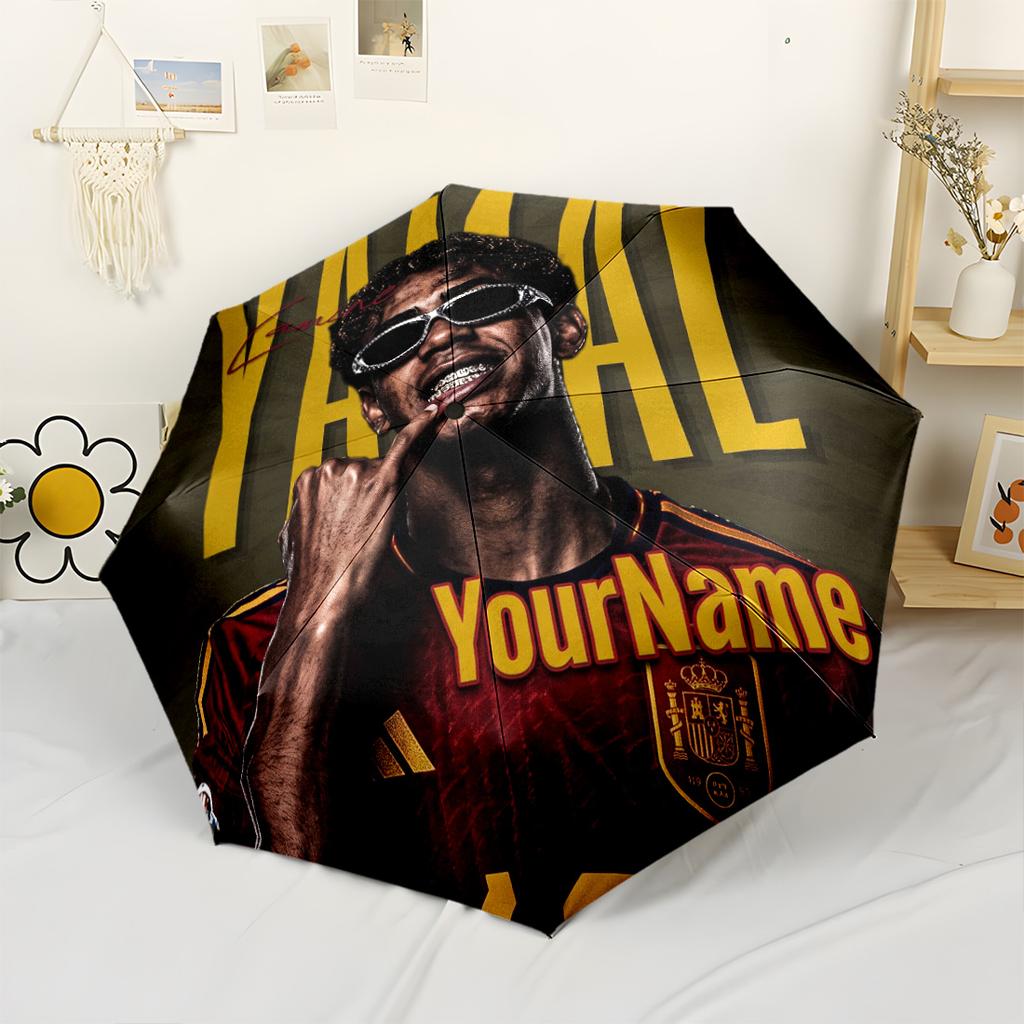 Lamine Yamal Customized Name Umbrella Portable Automatic Umbrella Retractable Design with 8-Rib Durability Foldable Design
