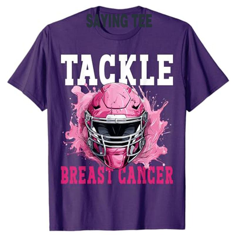 Tackle Football Brustkrebs-Bewusstsein Rosa Schleife Jungen Kinder T-Shirt Mode Fußball-Liebhaber Grafik Top Kurzarm Spruch T-Shirt