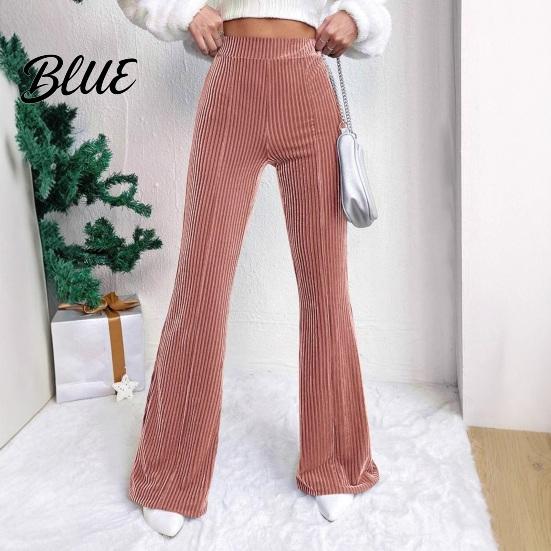 Loose Fit Women Pants Retro Corduroy Flared High Waisted Wide Leg Trousers for All-day Wear Solid Color Casual Work Travel And Daily